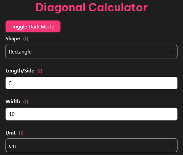 Diagonal Calculator