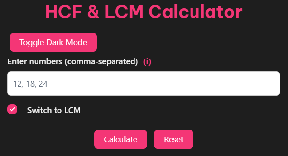Highest Common Factor Calculator