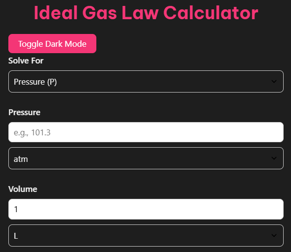 ideal gas law calculator