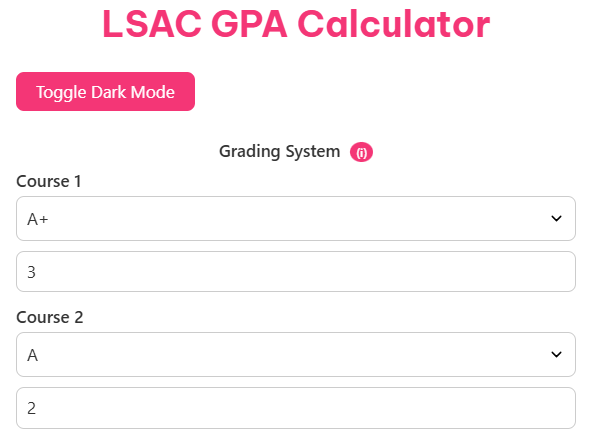 LSAC GPA Calculator