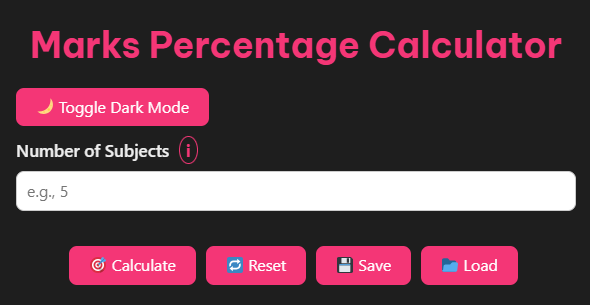 Marks Percentage Calculator