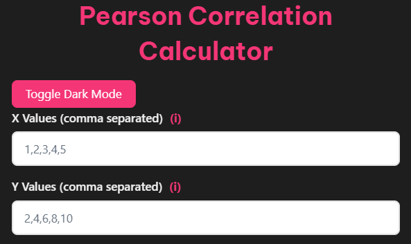 Pearson Correlation Calculator