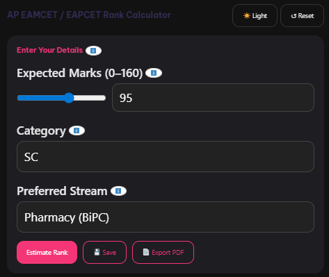 AP EAMCET Rank Calculator
