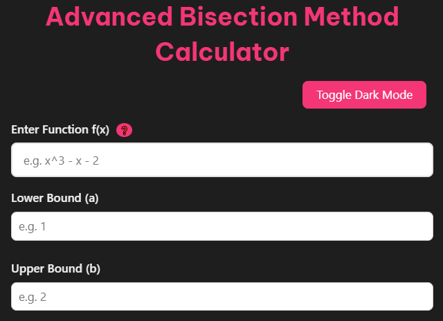 Bisection Method Calculator