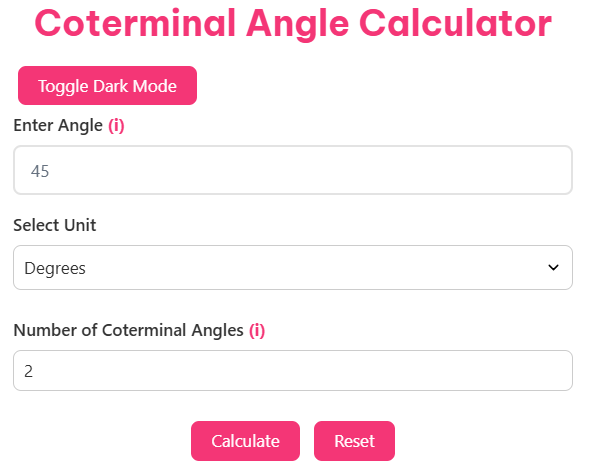 Coterminal Angle Calculator