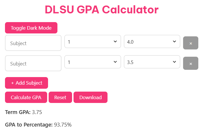 DLSU GPA Calculator