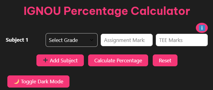 IGNOU Percentage Calculator