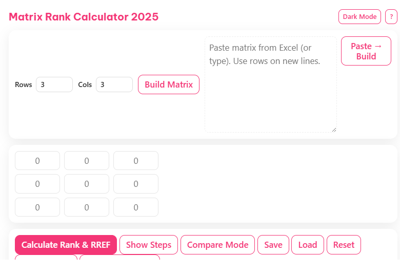 Matrix Rank Calculator