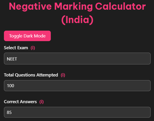 Negative Marking Calculator