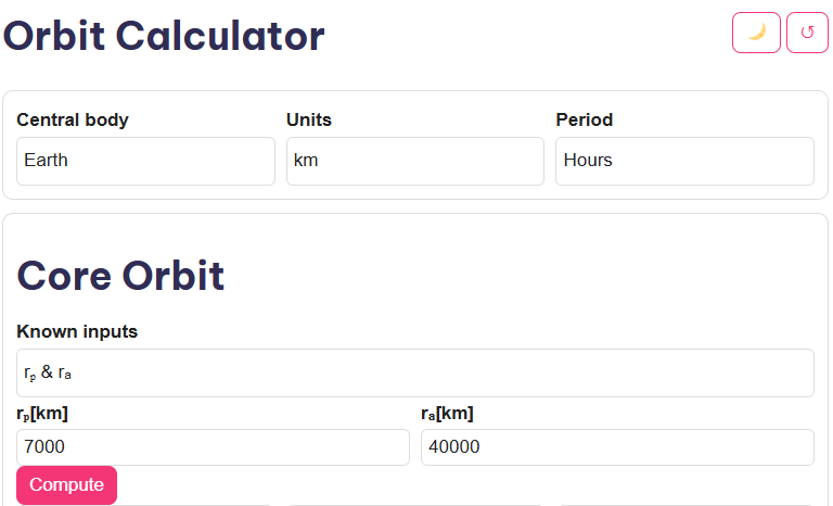 Orbit Calculator Period Velocity Distance Tool