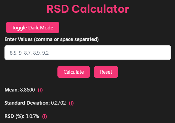 RSD Calculator