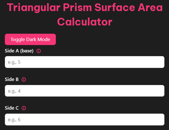 Triangular Prism Surface Area Calculator
